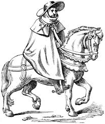 Merchant travels by horseback.