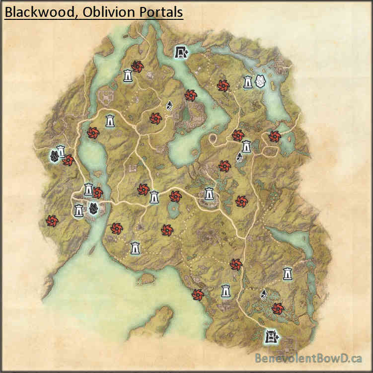 Elder Scrolls Online Oblivion Portals Map