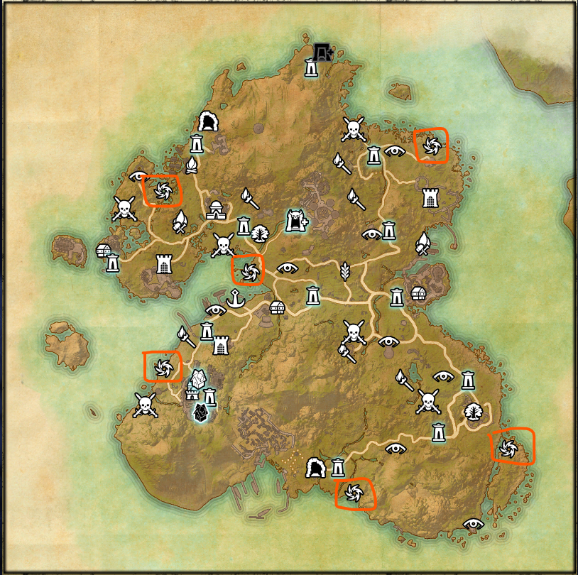 ESO Summerset Map showing locations of Abyssal Geysers
